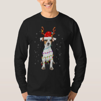 Camiseta Papais noeis Jack Russell Gorgeous Reindeer Light 