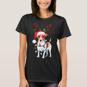 Camiseta Papais noeis Jack Russell Gorgeous Reindeer Light