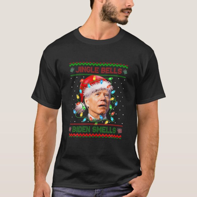 Camiseta Papais noeis Joe Biden Christmas Jingle Bells Bide (Frente)