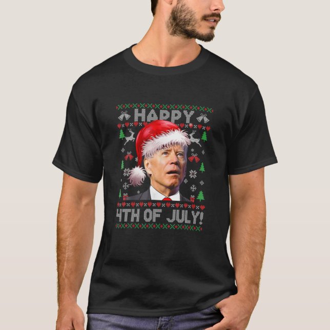 Camiseta Papais noeis Joe Biden Feliz 4º Da Páscoa De Natal (Frente)