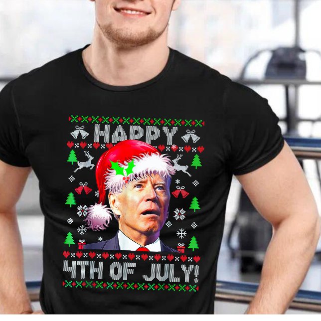 Camiseta Papais noeis Joe Biden Feliz 4 de julho Feliz Nata (Criador carregado)