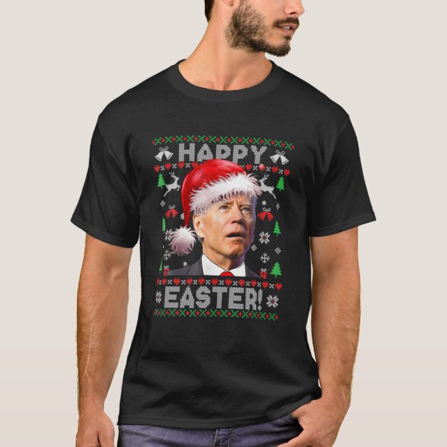 Camiseta Papais noeis Joe Biden Felz pascoa Suor de Natal F (Frente)