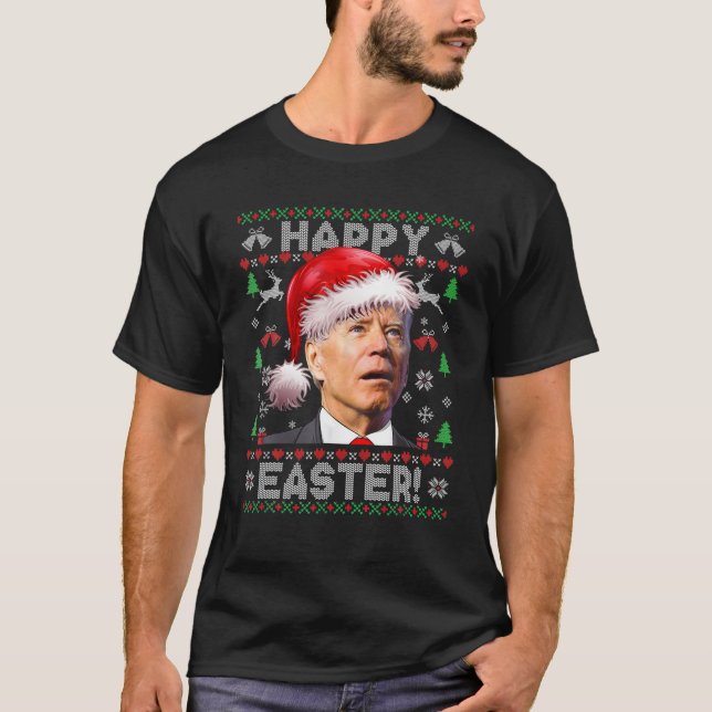 Camiseta Papais noeis Joe Biden Felz pascoa Suor de Natal F (Frente)