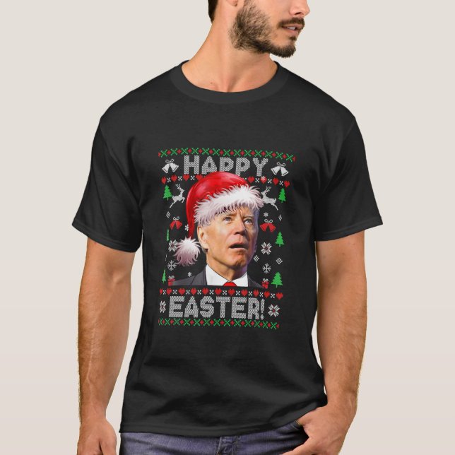 Camiseta Papais noeis Joe Biden Felz pascoa Suor de Natal F (Frente)