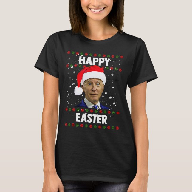 Camiseta Papais noeis Joe Biden Felz pascoa Suor de Natal F (Frente)
