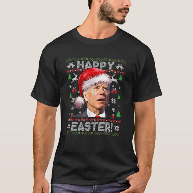 Camiseta Papais noeis Joe Biden Felz pascoa Suor de Natal F (Frente)