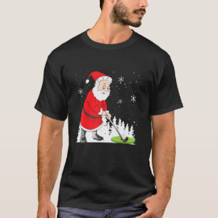 Camiseta Papais noeis Jogador de Golfe Fingida no Natal Fin