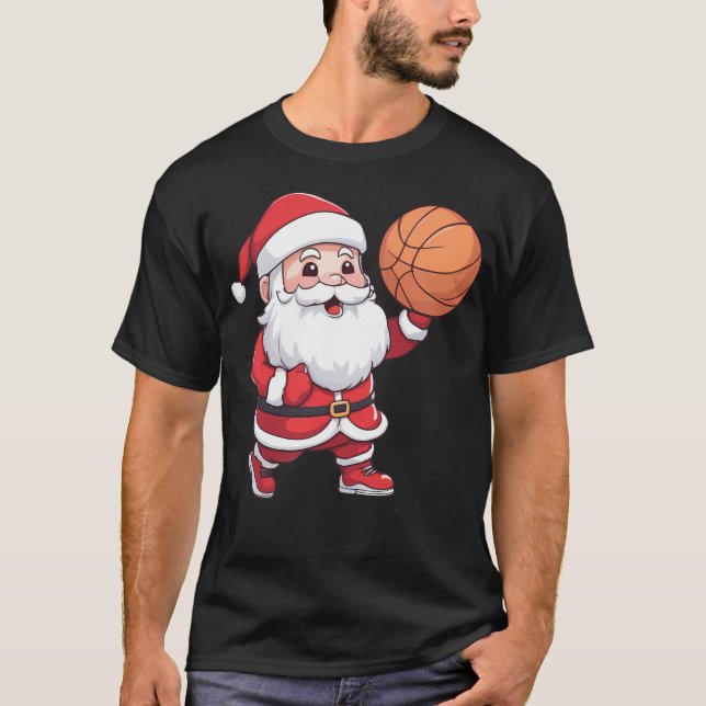 Camiseta Papais noeis jogando basquete no Natal (Frente)