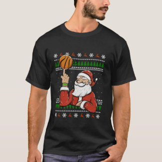 Camiseta Papais noeis Jogando Basquete No Natal Ufly Sweate