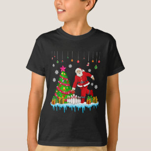 Camiseta Papais noeis Jogando Boliche Árvore de Natal Jogad