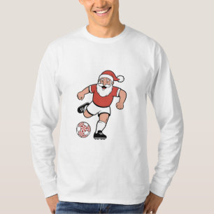 Camiseta Papais noeis Jogando Futebol Jogador de Natal Espo