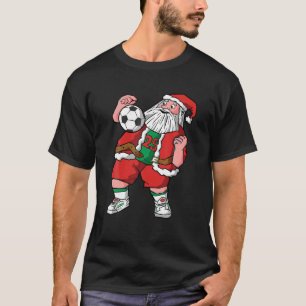 Camiseta Papais noeis Jogando Futebol no Natal Pajama Legal