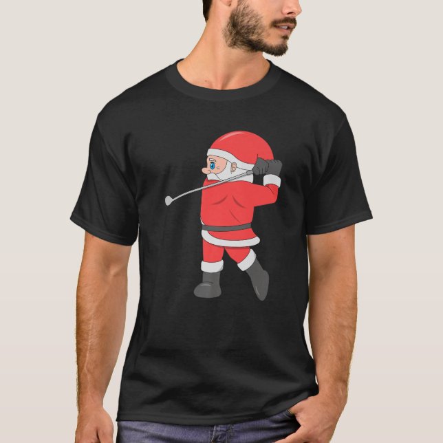 Camiseta Papais noeis Jogando Golfe no Natal Esporte X-Mas  (Frente)