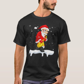 Camiseta Papais noeis Jogando Papais noeis de Natal Saxofon