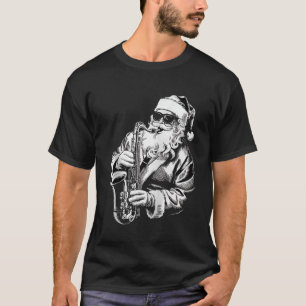 Camiseta Papais noeis Jogando Saxofone Jazz Funny Saxofonis