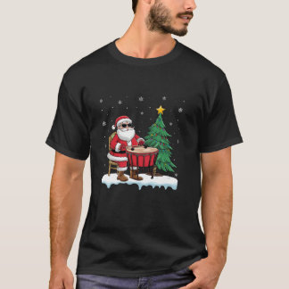 Camiseta Papais noeis Jogando Timpani Meninos Meninas Crian