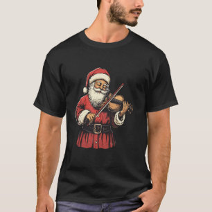 Camiseta Papais noeis Jogando Violino Engraçado Violino Jog