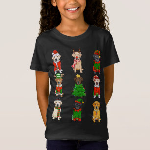 Camiseta Papais noeis Labrador Árvore de Natal Luzes ELF Re
