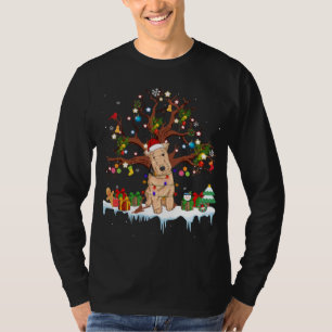 Camiseta Papais noeis Lakeland Terrier Dog Vestindo chapéu