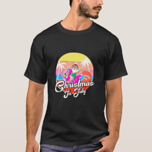 Camiseta Papais noeis legal Andando No Natal Rosa Flamingo