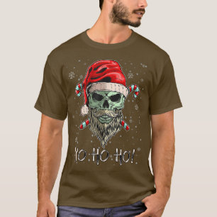 Camiseta Papais noeis legal de barba do crânio Pirata Natal