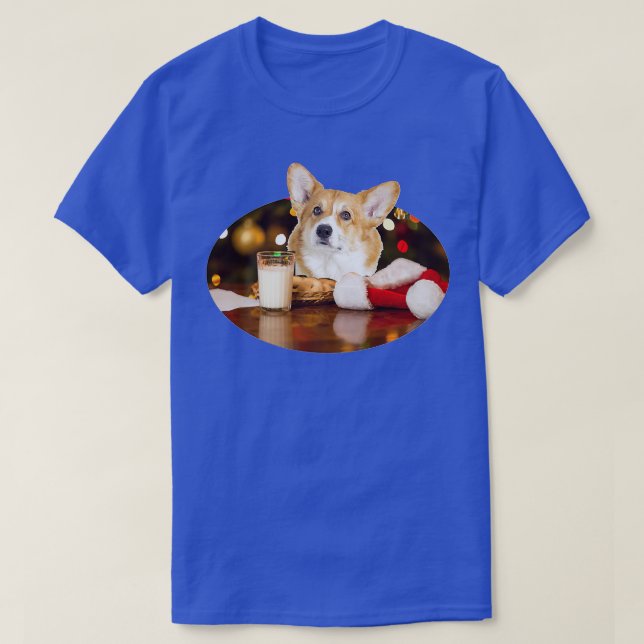 Camiseta Papais noeis Leite N Cookies Cachorro Corgi1218 (Frente do Design)