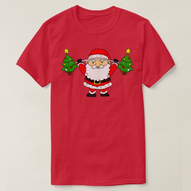 Camiseta Papais noeis Levantando árvores de Natal Engraçado (Frente do Design)