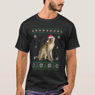 Camiseta Papais noeis Macaco Suor Feio Animais de Natal Paj