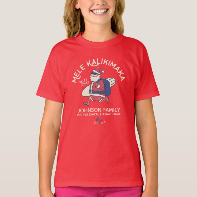 Camiseta Papais noeis Mele Kalikimaka do Havaí (Frente)