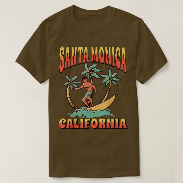Camiseta Papais noeis Monica California Beach Surf Summer V (Frente do Design)
