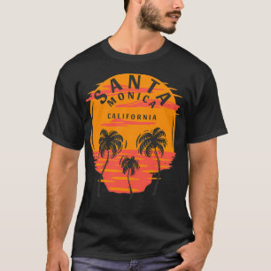 Camiseta Papais noeis Monica California Palm Trees Sunset S