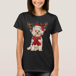 Camiseta Papais noeis Morkie Dog Reindeer Luzes de Natal