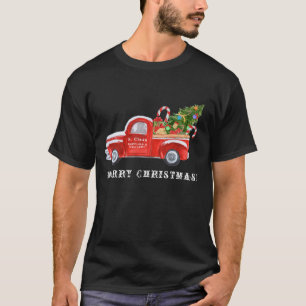 Camiseta Papais noeis na janela Vintage Red Christmas Truck