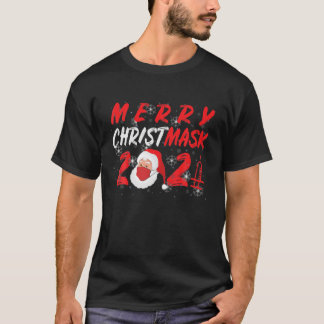 Camiseta Papais noeis Na Máscara Engraçada Feliz Natal 2021