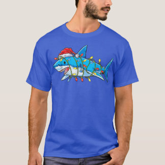 Camiseta Papais noeis Nadam Luzes de Natal Sharkmas Árvore