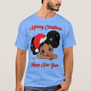 Camiseta Papais noeis negros americanos Natal Melanin Gir