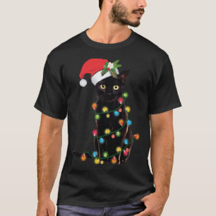 Camiseta Papais noeis Negros De Gato Arrependido Na Árvore 