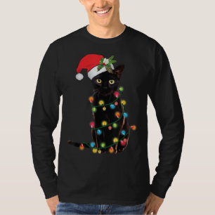 Camiseta Papais noeis Negros De Gato Arrependido Na Árvore 