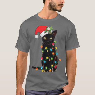 Camiseta Papais noeis Negros De Gato Arrependido Na Árvore 