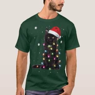 Camiseta Papais noeis Negros De Gato Arrependido Na Árvore 