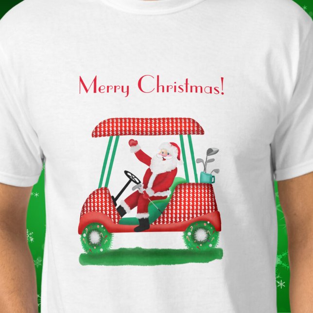 Camiseta Papais noeis No Carrinho De Golfe Merry Christmas  (Criador carregado)