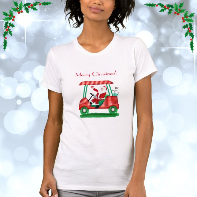 Camiseta Papais noeis No Carrinho De Golfe Merry Christmas  (Criador carregado)