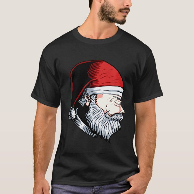 Camiseta Papais noeis Nos Rezam Com Chapéu E Barba (Frente)