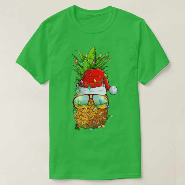 Camiseta Papais noeis Óculos de ananás gordos Xmas Luzes de (Frente do Design)