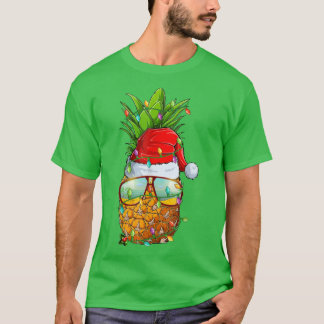 Camiseta Papais noeis Óculos de ananás gordos Xmas Luzes de
