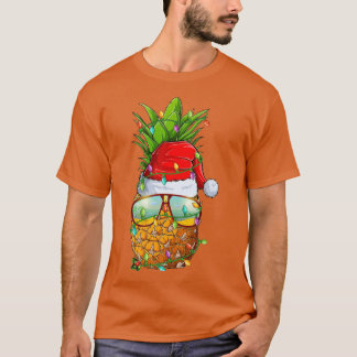 Camiseta Papais noeis Óculos de ananás gordos Xmas Luzes de