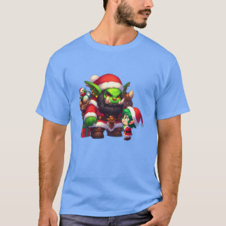Camiseta Papais noeis Orc Entregando Apresentações a Pequen