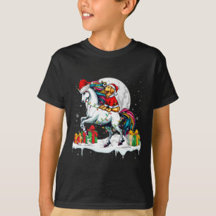 Camiseta Papais noeis Ouro Retriever Andando no Unicorn no