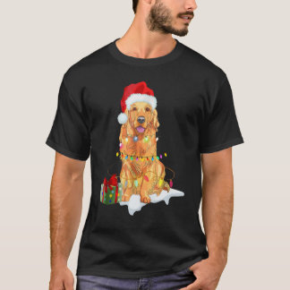 Camiseta Papais noeis Ouro Retriever Luzes de Natal Present