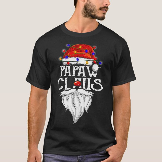 Camiseta Papais noeis Pajama da Família de Natal Papaw Clau (Frente)
